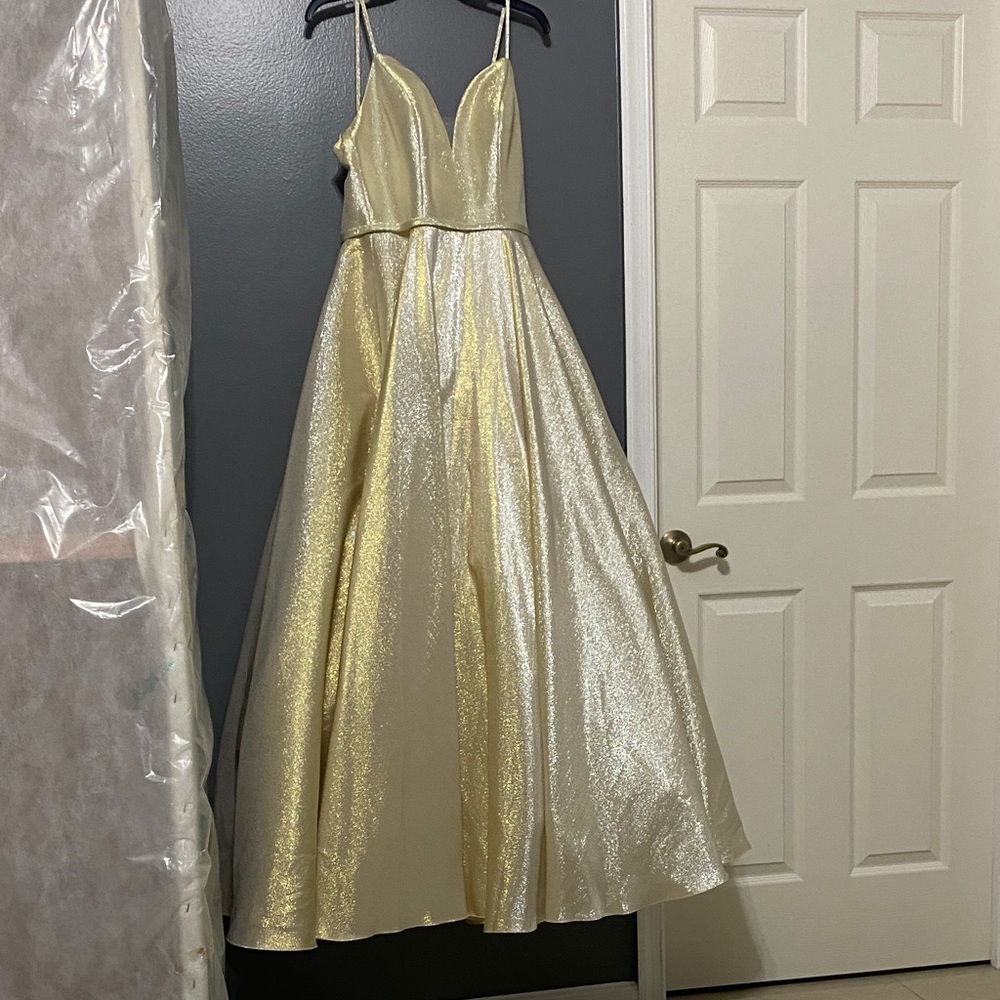 PromGirl Shimmering Gold Prom Dress